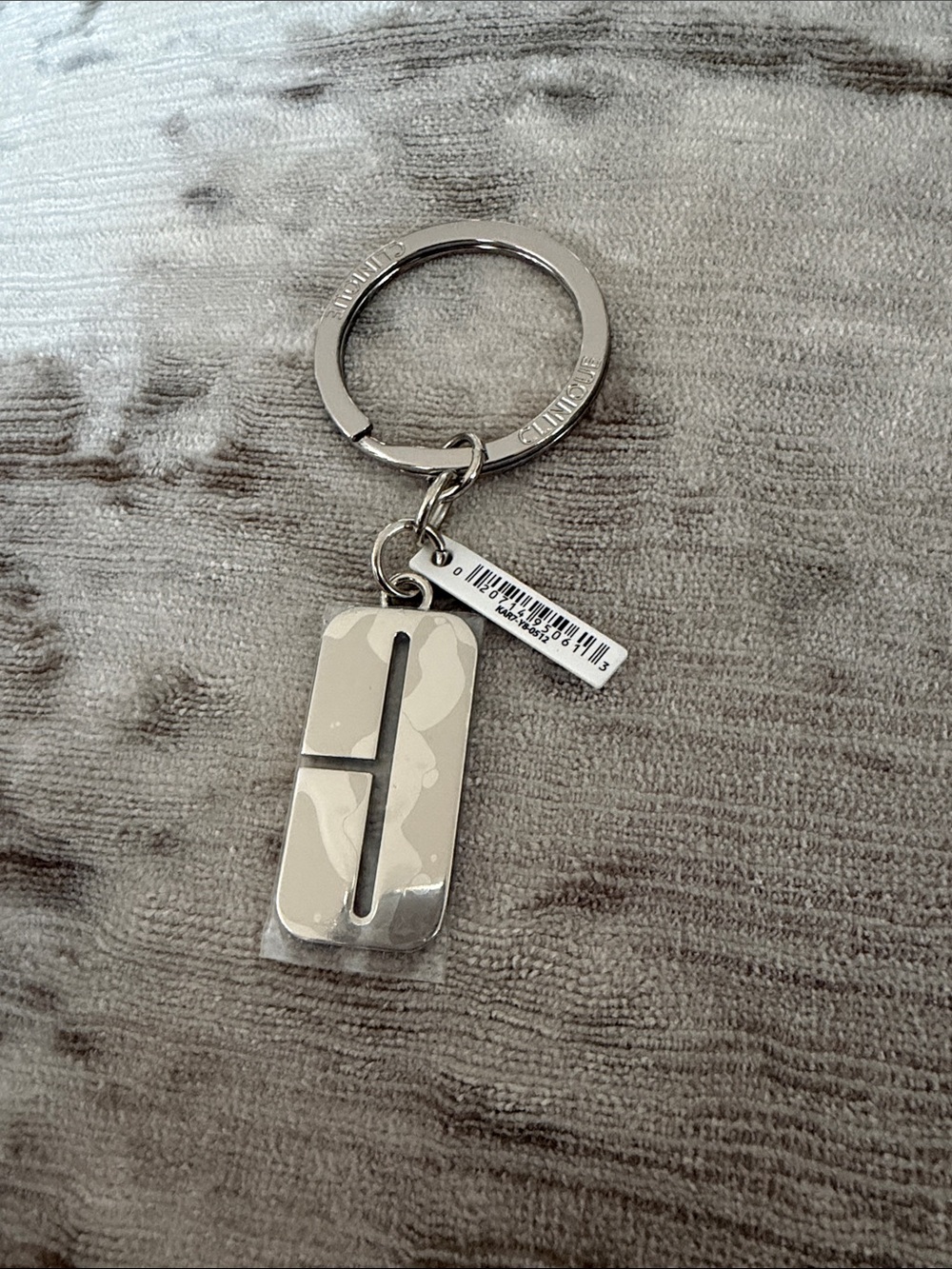 Clinique Silver Keyring with Rectangular Charm
